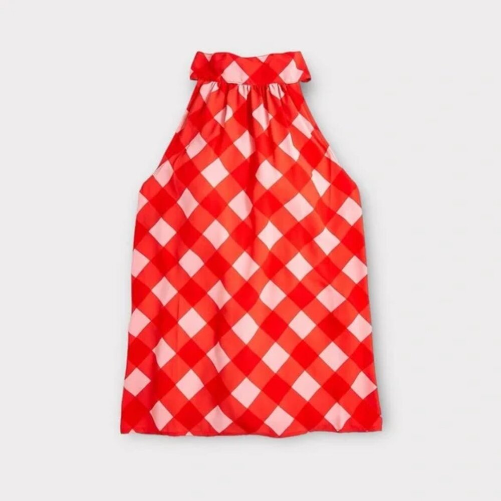 J.Crew Gingham Tank Top with Neck Tie Size 8